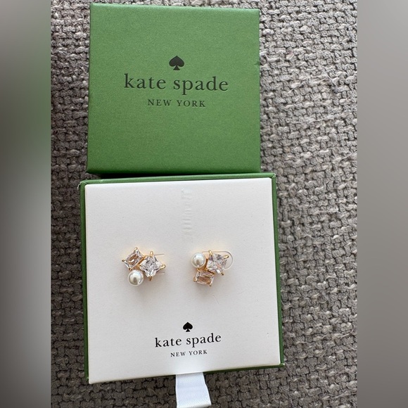 Kate Spade New York “Victoria” Clear & Gold Earrings - Picture 2 of 6